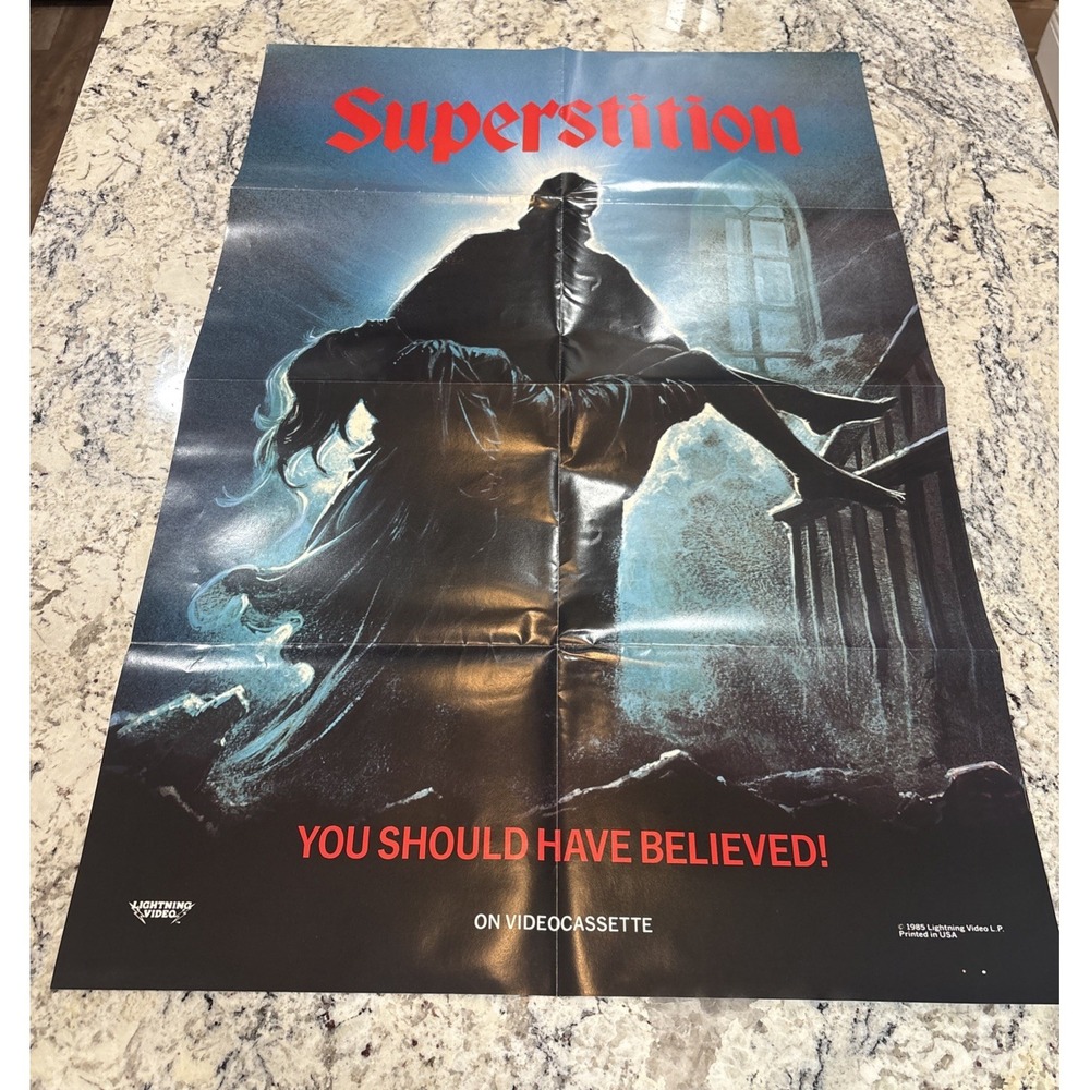 VTG Superstition 80s Video Promo Poster Horror 24x36 Slasher Splatter Gore